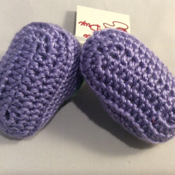 Set of 2 Hand Made Knitted Crocheted Infant Baby Booties Boots Slippers Shower - Picture 9 of 12
